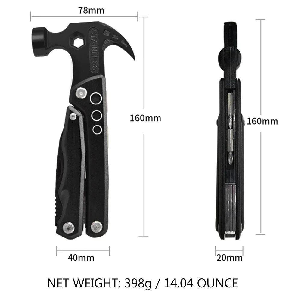 (PACK OF 2) 14 in 1 Stainless Steel Multifunctional Hammer Tool