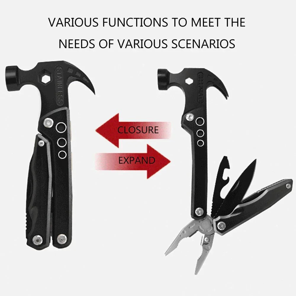 (PACK OF 2) 14 in 1 Stainless Steel Multifunctional Hammer Tool