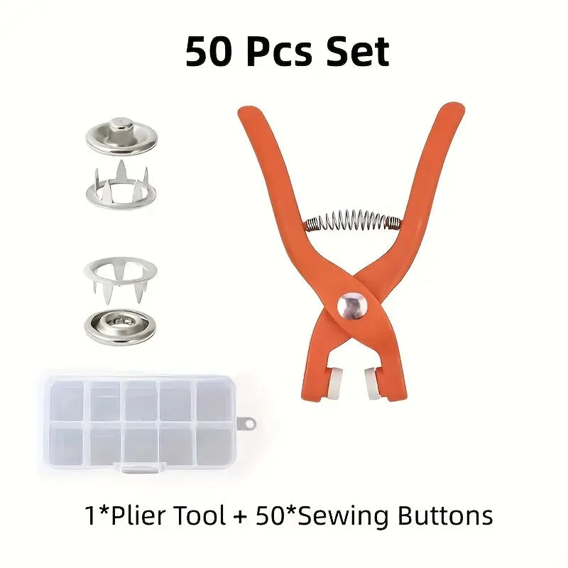 (PACK OF 2)-100-Piece DIY Plastic Snap Button Kit, Durable and Easy to Use with Pressure Pliers and Clear Storage Box for Clothes,