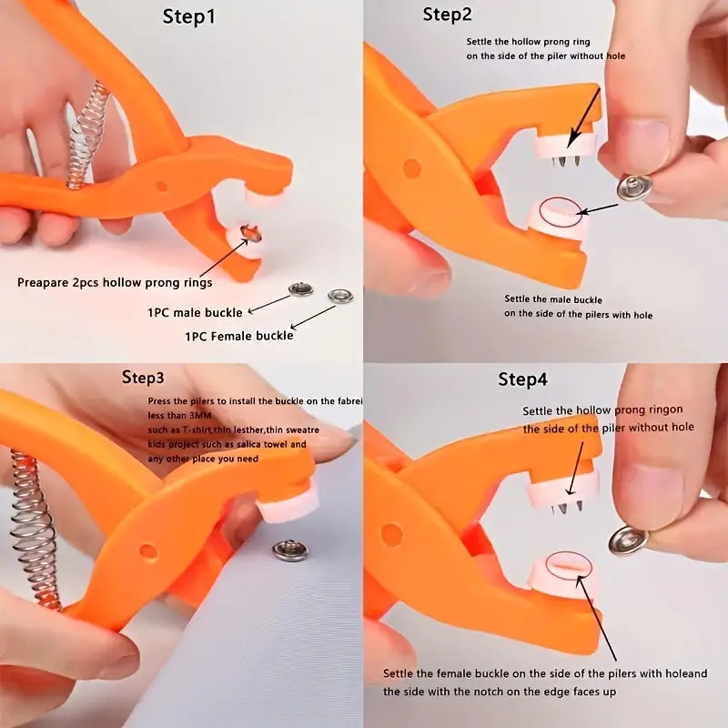 (PACK OF 2)-100-Piece DIY Plastic Snap Button Kit, Durable and Easy to Use with Pressure Pliers and Clear Storage Box for Clothes,