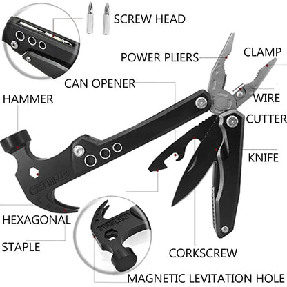 (PACK OF 2) 14 in 1 Stainless Steel Multifunctional Hammer Tool