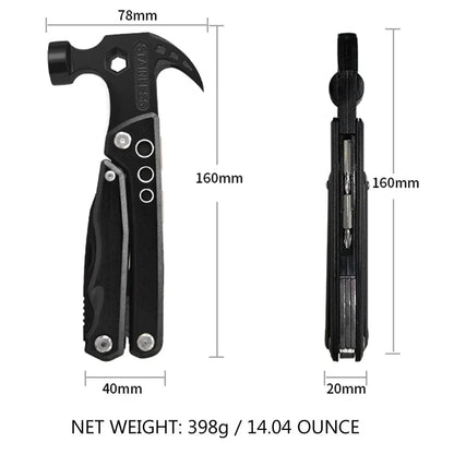 (PACK OF 2) 14 in 1 Stainless Steel Multifunctional Hammer Tool