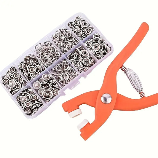 (PACK OF 2)-100-Piece DIY Plastic Snap Button Kit, Durable and Easy to Use with Pressure Pliers and Clear Storage Box for Clothes,