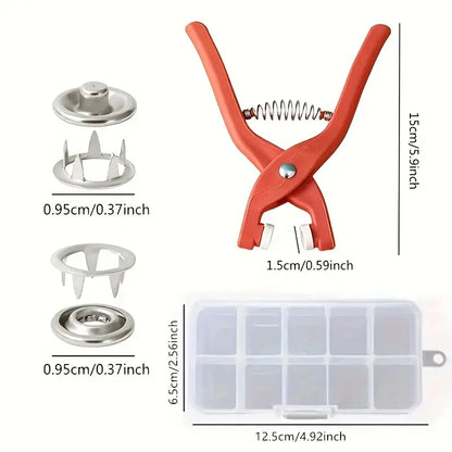 (PACK OF 2)-100-Piece DIY Plastic Snap Button Kit, Durable and Easy to Use with Pressure Pliers and Clear Storage Box for Clothes,