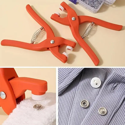 (PACK OF 2)-100-Piece DIY Plastic Snap Button Kit, Durable and Easy to Use with Pressure Pliers and Clear Storage Box for Clothes,